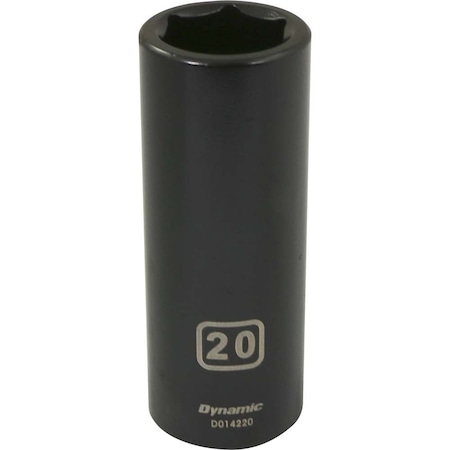 Dynamic 1/2" Drive Deep Socket, Black Phosphate, Tools 1/2" Drive 6 Point Metric, 20mm Deep Length D014220